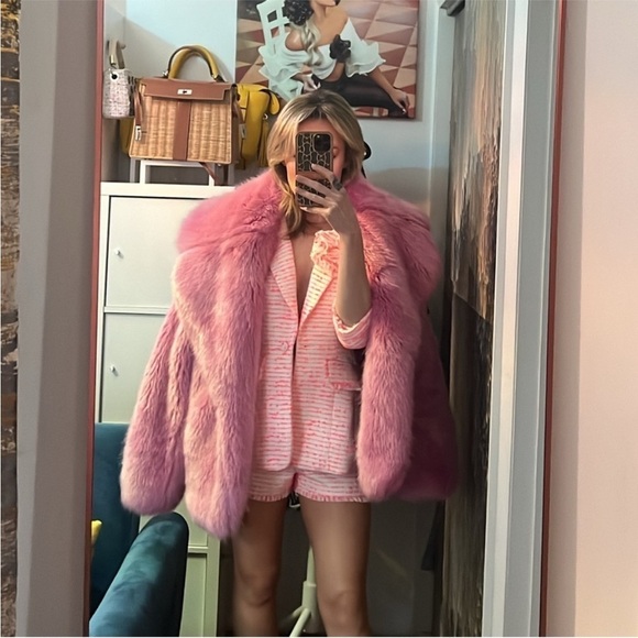 J.Crew Collection faux fur coat in hibiscus size XS XXS - Picture 14 of 16